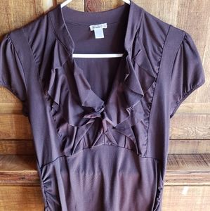 Dressy tee with front ruffles